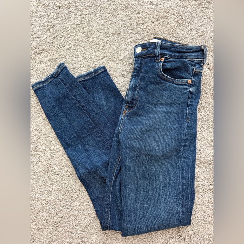 Zara Dark Blue Skinny high waisted jeans